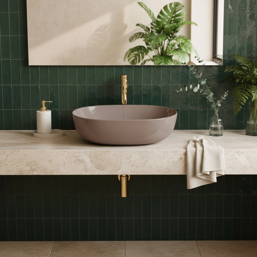 REA-U6380 - Επιτραπέζιος νιπτήρας LISA 35x49 cm κεραμικός/γυαλιστερός καφέ