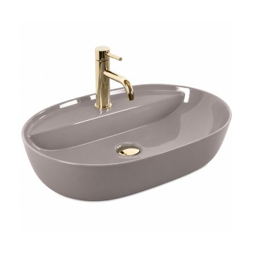 REA-U6381 - Επιτραπέζιος νιπτήρας AURA 41x61 εκ. κεραμικός, γυαλιστερή καφέ απόχρωση