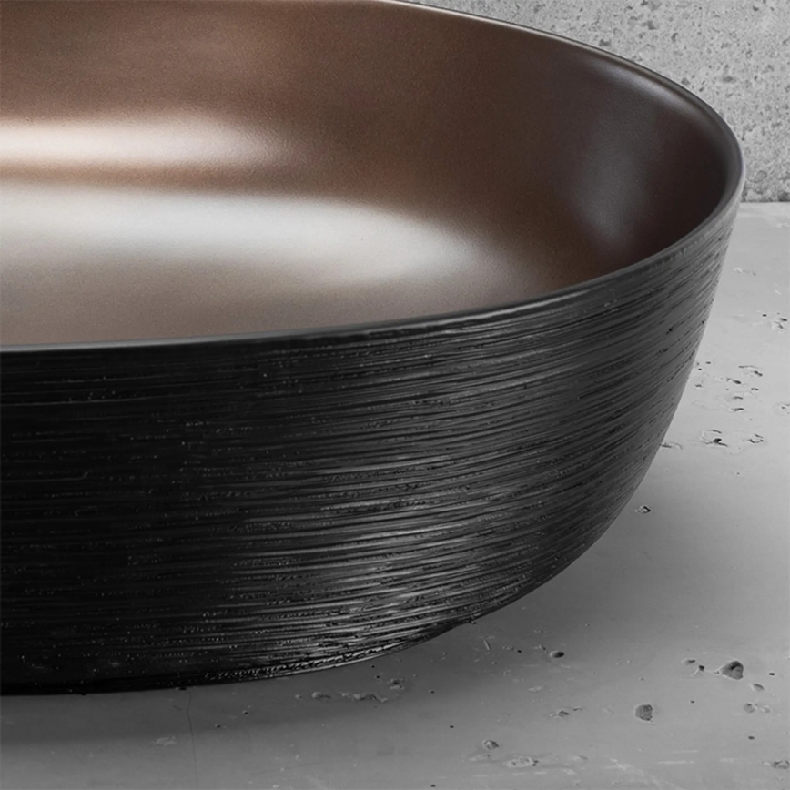 REA-U6383 - Επιτραπέζιος νιπτήρας CLEO 41x60,5 cm κεραμικός/μαύρος/βουρτσισμένος χαλκός