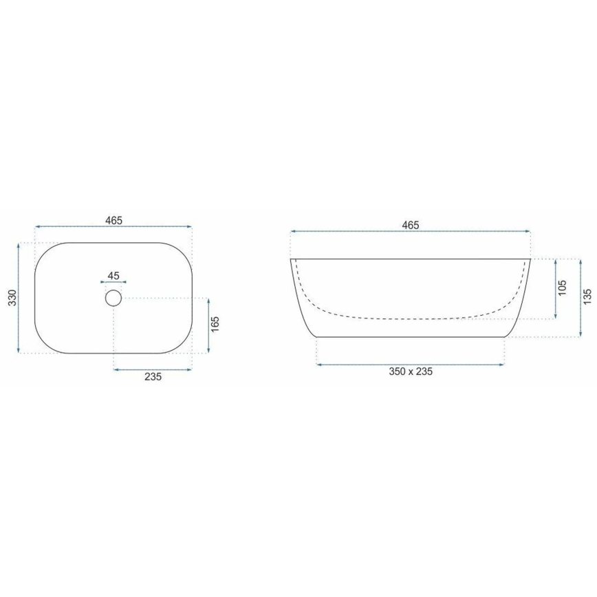 REA-U6384 - Επιτραπέζιος νιπτήρας BELINDA 33x46,5 cm κεραμικός/μαύρος/καφέ
