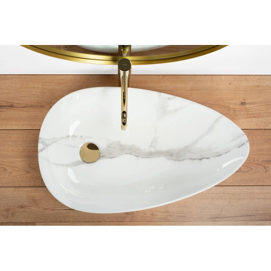 REA-U6501 - Νιπτήρας για πάγκο GRETA 40x65,5 cm κεραμικό/απομίμηση πέτρας