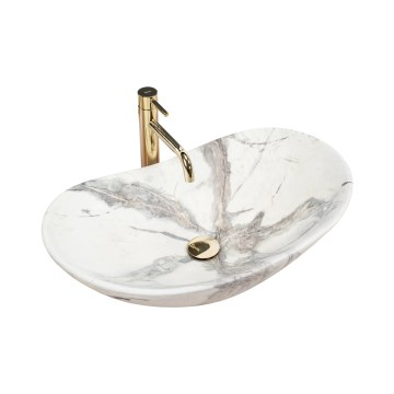 REA-U6502 - Επιτραπέζιος νιπτήρας ROYAL 36x60,5 cm κεραμικός με μαρμάρινο ντεκόρ