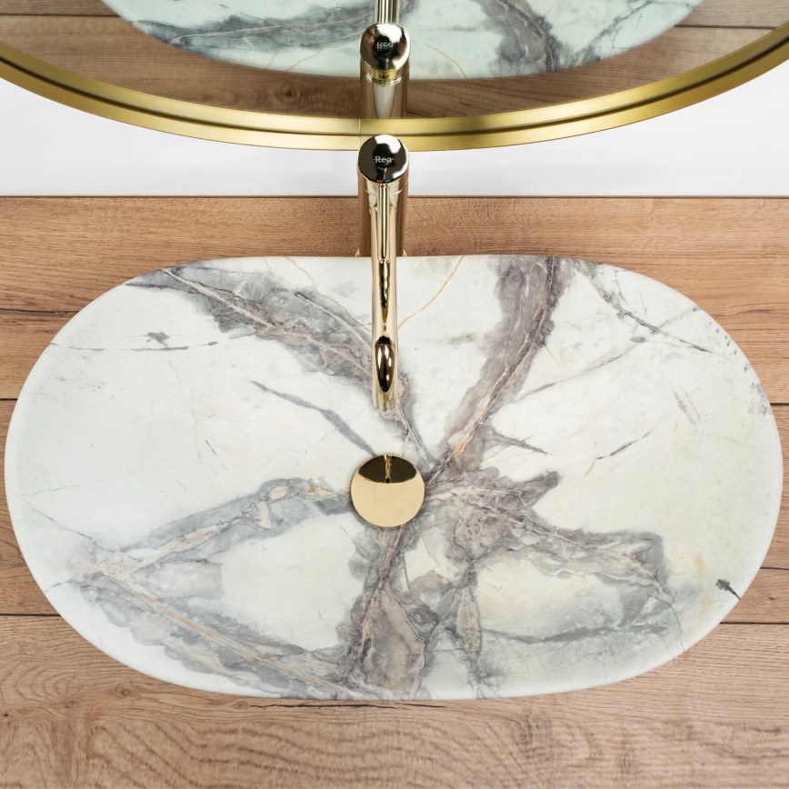 REA-U6502 - Επιτραπέζιος νιπτήρας ROYAL 36x60,5 cm κεραμικός με μαρμάρινο ντεκόρ