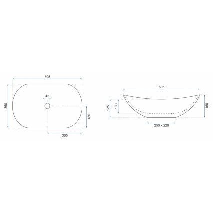 REA-U6502 - Επιτραπέζιος νιπτήρας ROYAL 36x60,5 cm κεραμικός με μαρμάρινο ντεκόρ