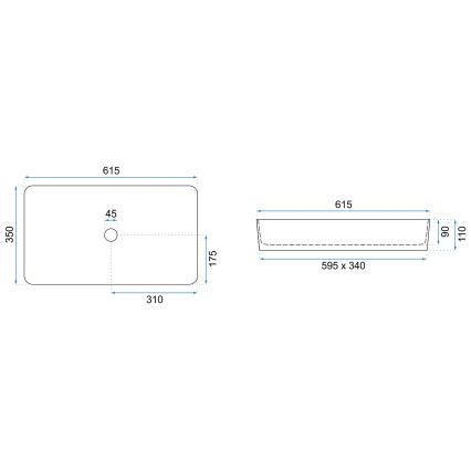 REA-U6510 - Επιτραπέζιος νιπτήρας DENIS 35x61,5 εκ. κεραμικός/ματ μαύρος