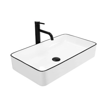 REA-U6513 - Επιτραπέζιος νιπτήρας DENIS 35x61,5 cm κεραμικός/λευκός/μαύρος