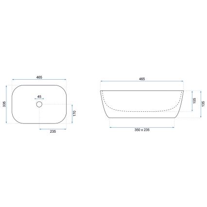 REA-U6521 - Νιπτήρας για πάγκο BELINDA 33,5x46,5 cm κεραμικός/γυαλιστερό λευκό