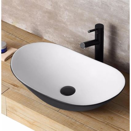 REA-U6600 - Νιπτήρας για πάγκο ROYAL 36x62,5 cm κεραμικός/λευκός/μαύρος