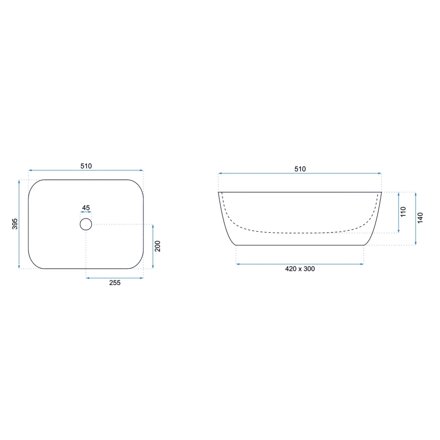 REA-U6616 - Επιτραπέζιος νιπτήρας FREJA 39,5x51 cm κεραμικό/λευκό