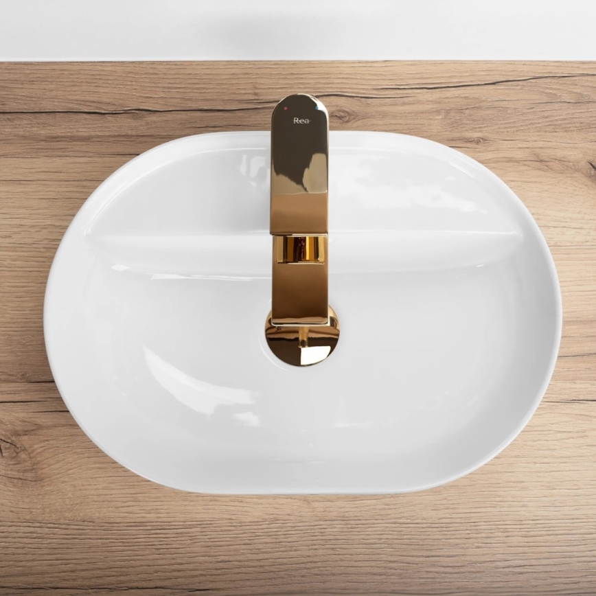 REA-U6617 - Επιτραπέζιος νιπτήρας AURA 30x42 cm κεραμικός/γυαλιστερό λευκό