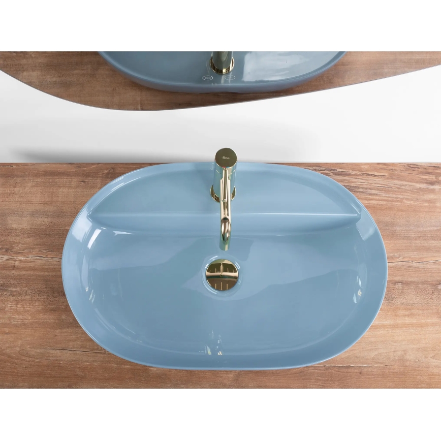 REA-U6618 - Επιτραπέζιος νιπτήρας AURA 41x61 cm, κεραμικός/γυαλιστερό μπλε