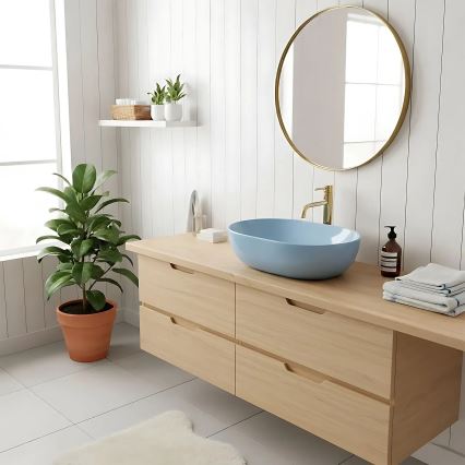 REA-U6620 - Επιτραπέζιος νιπτήρας LISA 35x49 cm κεραμικός/γυαλιστερό μπλε