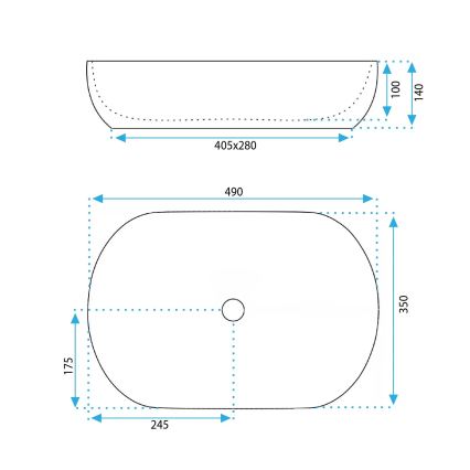 REA-U6620 - Επιτραπέζιος νιπτήρας LISA 35x49 cm κεραμικός/γυαλιστερό μπλε