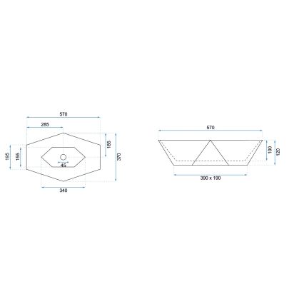 REA-U6643 - Επιτραπέζιος νιπτήρας VEGAS 37x57 cm κεραμικός/γυαλιστερό λευκό