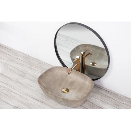 REA-U6647 - Νιπτήρας επιτραπέζιος FREJA 39,5 x 51 cm, κεραμικός, γκρι με μαρμάρινο ντεκόρ