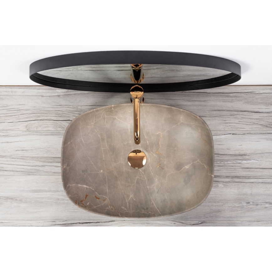 REA-U6647 - Νιπτήρας επιτραπέζιος FREJA 39,5 x 51 cm, κεραμικός, γκρι με μαρμάρινο ντεκόρ