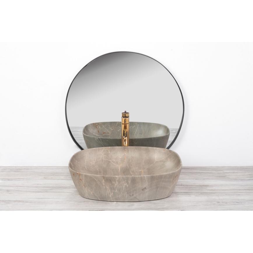 REA-U6647 - Νιπτήρας επιτραπέζιος FREJA 39,5 x 51 cm, κεραμικός, γκρι με μαρμάρινο ντεκόρ