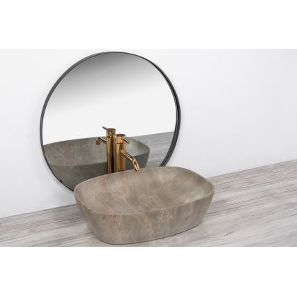 REA-U6647 - Νιπτήρας επιτραπέζιος FREJA 39,5 x 51 cm, κεραμικός, γκρι με μαρμάρινο ντεκόρ