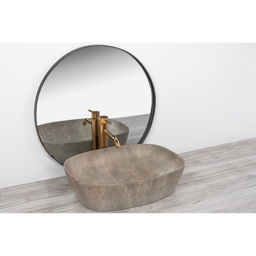 REA-U6647 - Νιπτήρας επιτραπέζιος FREJA 39,5 x 51 cm, κεραμικός, γκρι με μαρμάρινο ντεκόρ