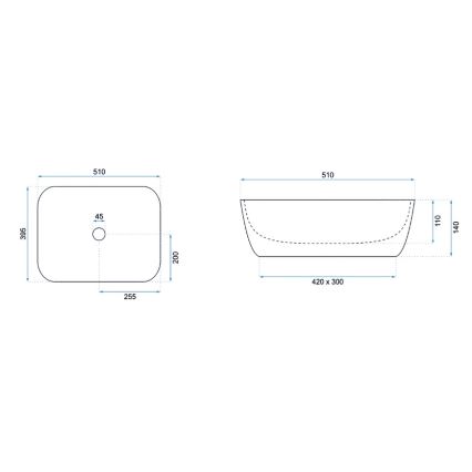 REA-U6647 - Νιπτήρας επιτραπέζιος FREJA 39,5 x 51 cm, κεραμικός, γκρι με μαρμάρινο ντεκόρ