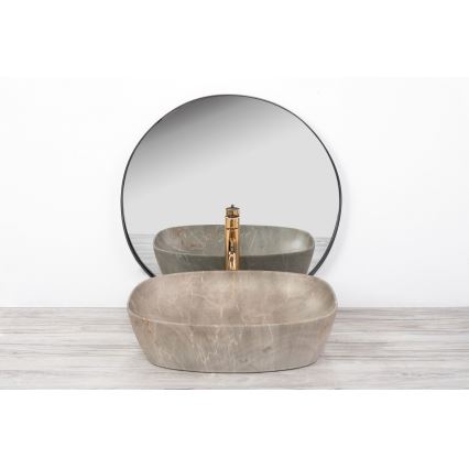 REA-U6647 - Νιπτήρας επιτραπέζιος FREJA 39,5 x 51 cm, κεραμικός, γκρι με μαρμάρινο ντεκόρ