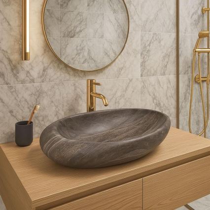 REA-U6649 - Επιτραπέζιος νιπτήρας ROXY 31x49 εκ., κεραμικός/με όψη πέτρας