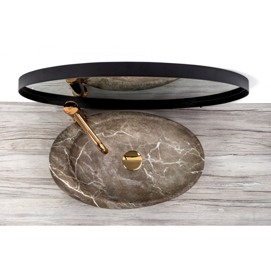 REA-U6650 - Νιπτήρας για πάγκο ROXY 31x49 cm κεραμικός/γκρι/με σχέδιο μαρμάρου