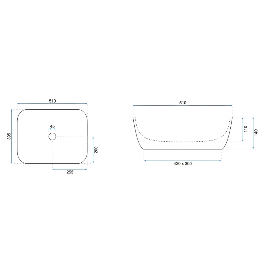 REA-U6689 - Επιτραπέζιος νιπτήρας FREJA 39,5x51 cm κεραμικός/μπεζ/απομίμηση πέτρας