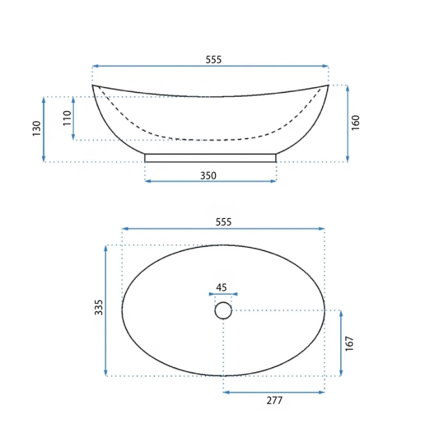 REA-U6801 - Επιτραπέζιος νιπτήρας KATE 33,5x55,5 cm κεραμικός/γυαλιστερό λευκό