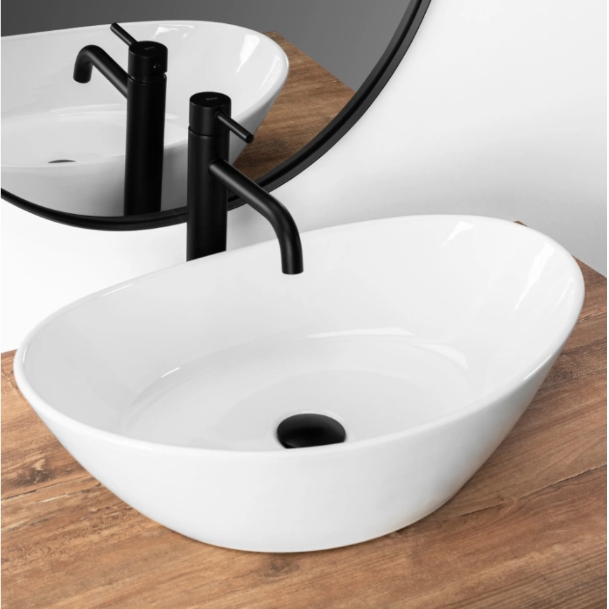 REA-U6801 - Επιτραπέζιος νιπτήρας KATE 33,5x55,5 cm κεραμικός/γυαλιστερό λευκό