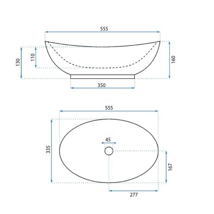 REA-U6801 - Επιτραπέζιος νιπτήρας KATE 33,5x55,5 cm κεραμικός/γυαλιστερό λευκό