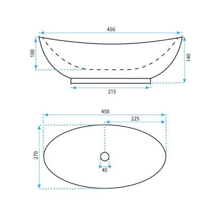 REA-U6802 - Επιτραπέζιος νιπτήρας KATE 27x45 cm κεραμικός/γυαλιστερό λευκό