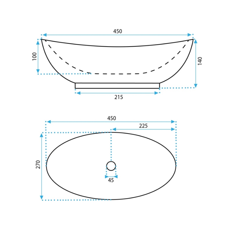 REA-U6802 - Επιτραπέζιος νιπτήρας KATE 27x45 cm κεραμικός/γυαλιστερό λευκό