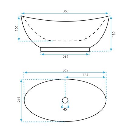 REA-U6803 - Επιτραπέζιος νιπτήρας KATE 24,5x36,5 cm κεραμικός/γυαλιστερό λευκό
