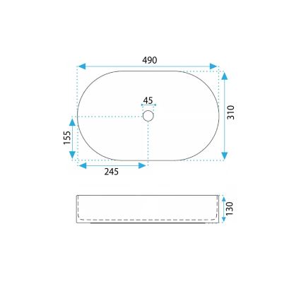 REA-U7342 - Νιπτήρας για τοποθέτηση πάνω σε πάγκο VANDA 31x49 cm κεραμικός/μπεζ/απομίμηση πέτρας