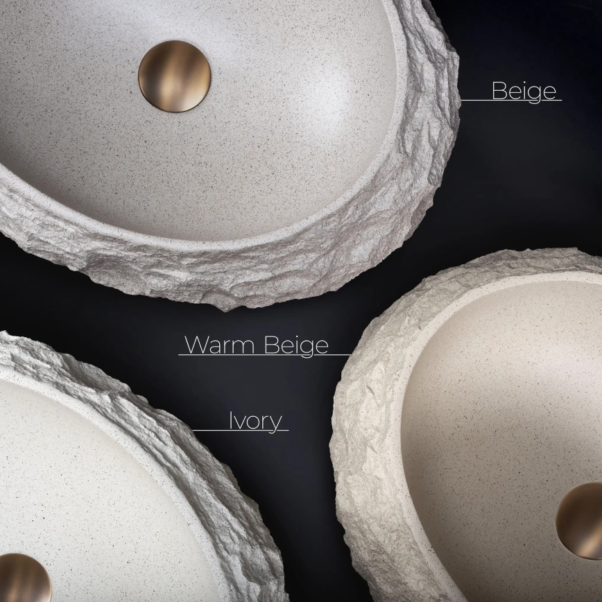 REA-U7347 - Επιτραπέζιος νιπτήρας MIKA 38x50 cm μπεζ/απομίμηση πέτρας