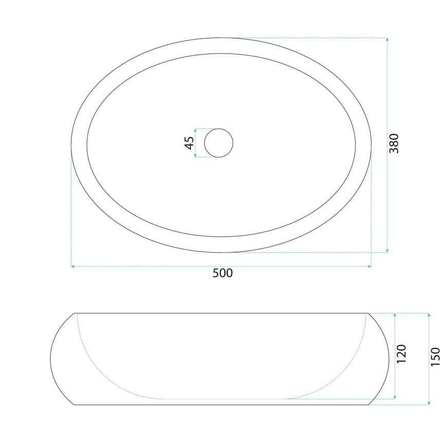 REA-U7347 - Επιτραπέζιος νιπτήρας MIKA 38x50 cm μπεζ/απομίμηση πέτρας