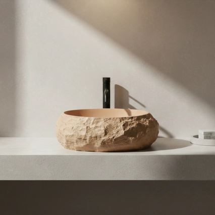 REA-U7348 - Επιτραπέζιος νιπτήρας MIKA 38x50 cm πορτοκαλί/μπεζ/απομίμηση πέτρας