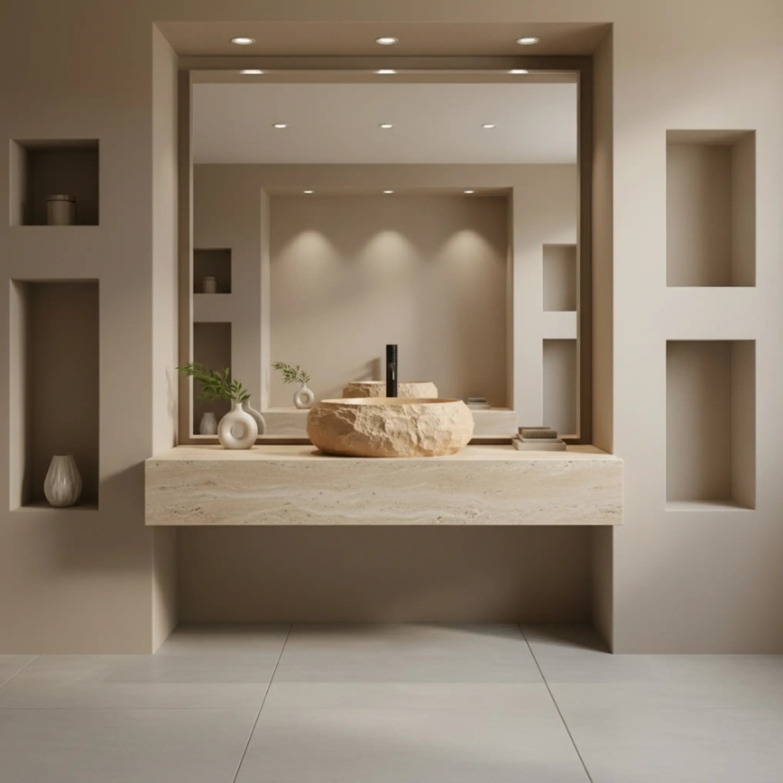 REA-U7348 - Επιτραπέζιος νιπτήρας MIKA 38x50 cm πορτοκαλί/μπεζ/απομίμηση πέτρας