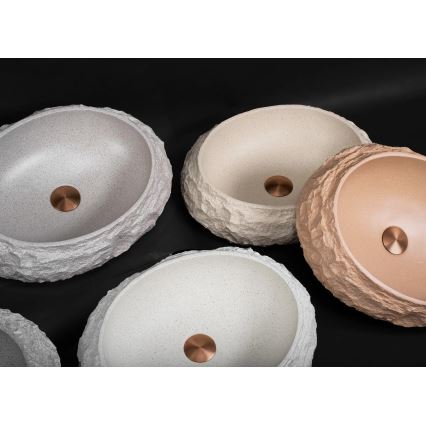 REA-U7350 - Επιτραπέζιος νιπτήρας MIKA 38x50 cm λευκός/απομίμηση πέτρας