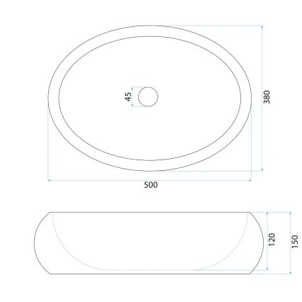 REA-U7350 - Επιτραπέζιος νιπτήρας MIKA 38x50 cm λευκός/απομίμηση πέτρας