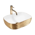 REA-U7422 - Επιτραπέζιος νιπτήρας BELINDA 33x46,5 cm κεραμικός/λευκός/χρυσός