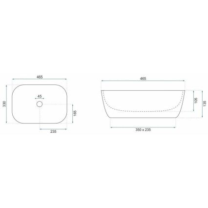 REA-U7422 - Επιτραπέζιος νιπτήρας BELINDA 33x46,5 cm κεραμικός/λευκός/χρυσός