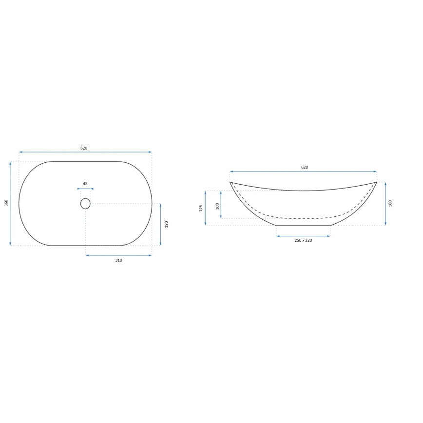 REA-U7478 - Επιτραπέζιος νιπτήρας ROYAL 36x62 εκ. κεραμικός/μαύρος/μαρμάρινο ντεκόρ