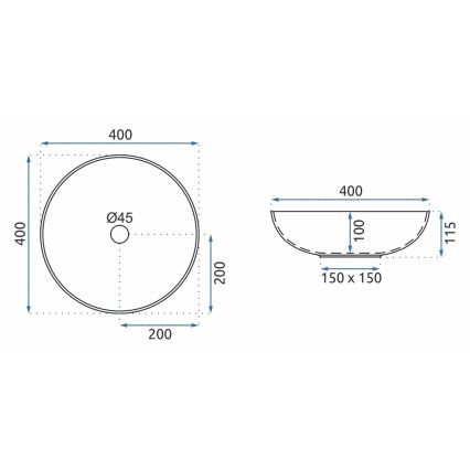 REA-U8002 - Επιτραπέζιος νιπτήρας ARTE 40 εκ. κεραμικός/λευκός/μαύρος