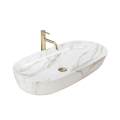 REA-U8404 - Νιπτήρας επίπλου CLEO 41x81 cm κεραμικός/λευκός/με μαρμάρινη διακόσμηση