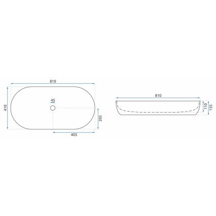 REA-U8404 - Νιπτήρας επίπλου CLEO 41x81 cm κεραμικός/λευκός/με μαρμάρινη διακόσμηση