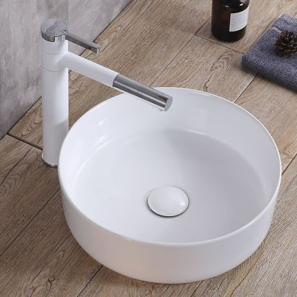 REA-U8493 - Επιτραπέζιος νιπτήρας ELMA Ø 45 cm, κεραμικός/γυαλιστερό λευκό