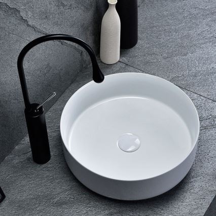 REA-U8493 - Επιτραπέζιος νιπτήρας ELMA Ø 45 cm, κεραμικός/γυαλιστερό λευκό