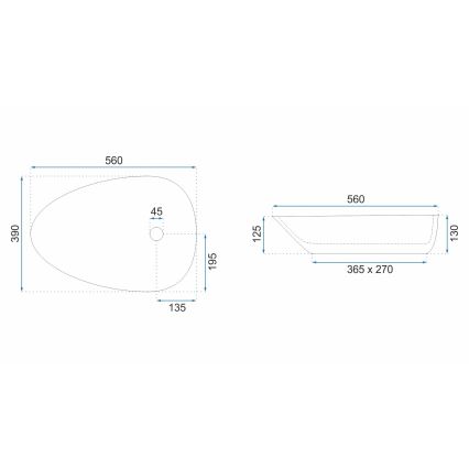 REA-U8536 - Νιπτήρας για πάγκο GRETA 39x56 cm κεραμικός/γυαλιστερό λευκό